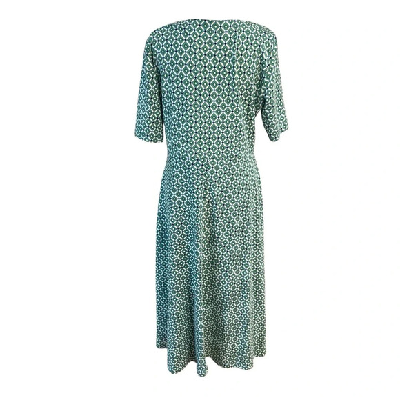 Croft & Barrow Stretch Fit & Flare Dress Size M Teal White Boatneck Stretch Work - Picture 5 of 10